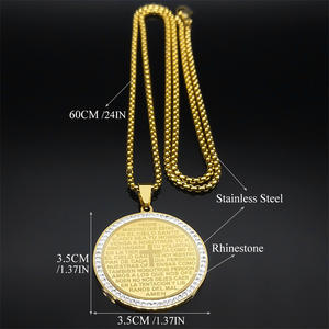 La Prière du Seigneur <span class=keywords><strong>Dieu</strong></span> Croix Bible Espagnol Verset Collier <span class=keywords><strong>pour</strong></span> Femmes Hommes Acier Inoxydable Jésus Chaîne Bijoux Collier Hombre(NL270) - Product Image 6