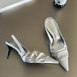 New Summer High Quality Thin Heel Sandals Silk Fashion for Women Pointed Toe Shoes - Product Image 1
