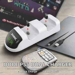 Base de Carga Doble DOBE, Suministro Directo de Fábrica, Carga Rápida por Cable para el Control DualSense de <span class=keywords><strong>PS5</strong></span>, Accesorios para Juegos - Product Image 2