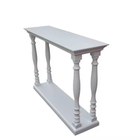 Table console en bois massif blanc avec étagères de rangement, style moderne, salon, salle à manger, entrée, couloir, table de canapé, décoration durable pour la maison
