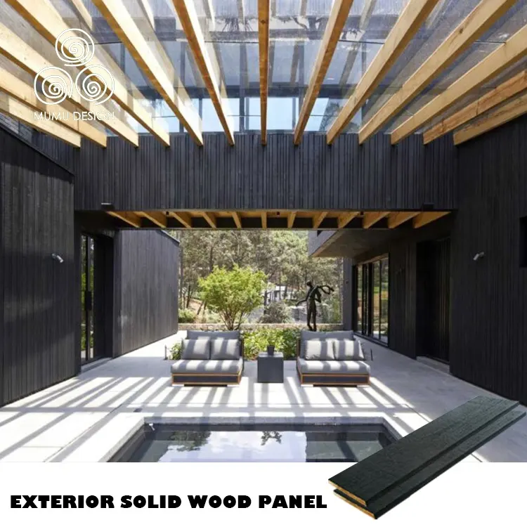 Isolation Shou Sugi Ban Cladding Construction Outdoor Burnt Wood Decor Wall Panel for Office Building