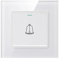 Sonnette musicale tactile en verre trempé de type 86 avec indicateur LED, bouton de sonnette filaire pour hôtel, appartement, villa