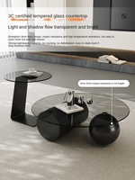 Table basse légère en verre trempé de luxe Cadre en métal Design réglable Combinaison de tables d'appoint pour canapé de salon