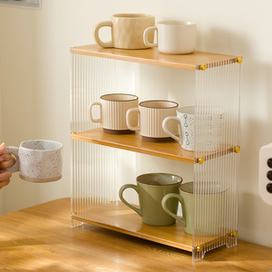 Acrylic Cup Storage Rack 4 Layers Desktop Organizer Dustproof Display Shelf for Tea Water Cups - Product Image 1