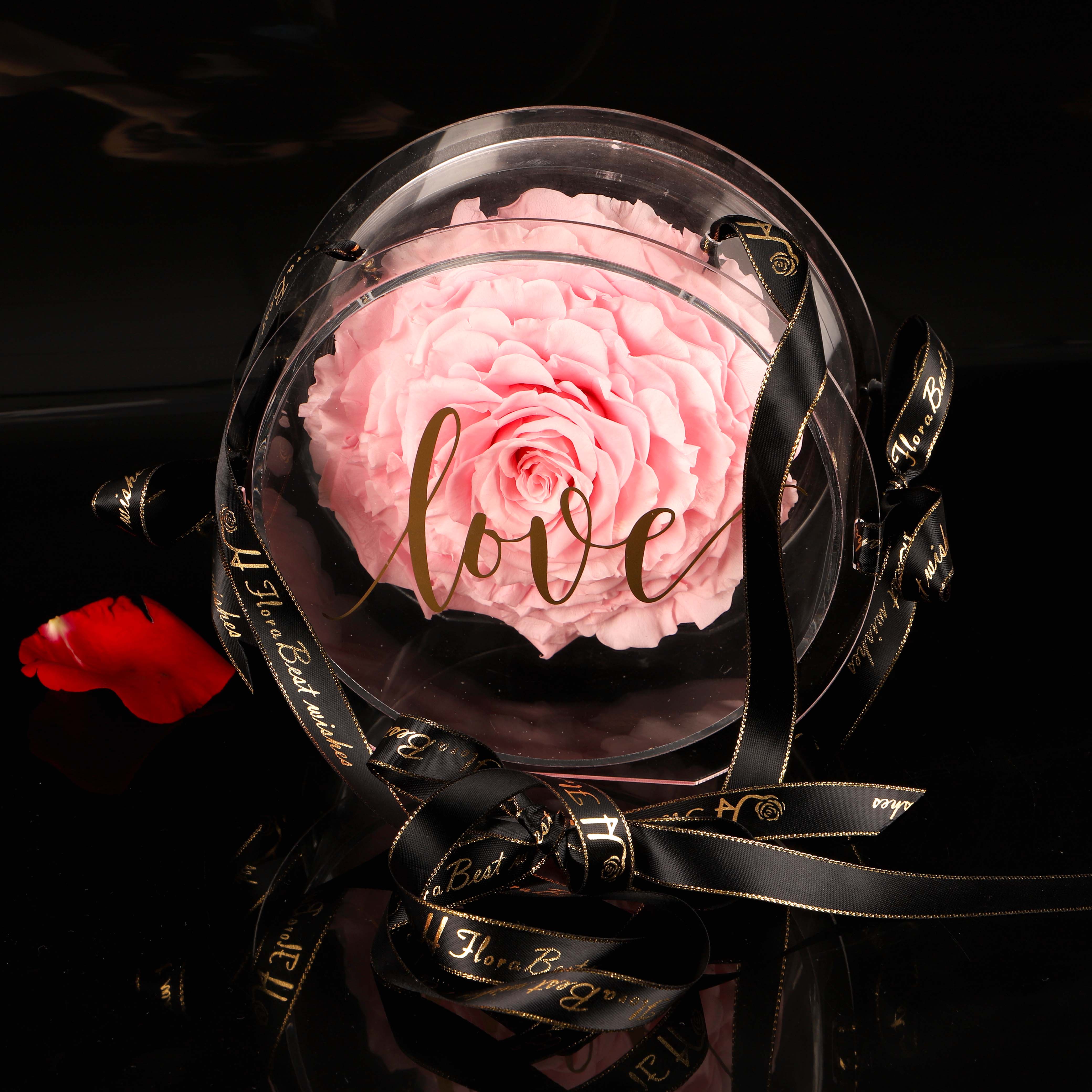 Высококачественные прозрачные акриловые розы, круглая подарочная коробка для цветов