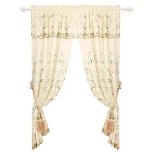 Polyester Room Divider <strong>Voile</strong> Embroidered Sheer Curtain <strong>Window</strong> Embroidery Sheer - Product Image 1