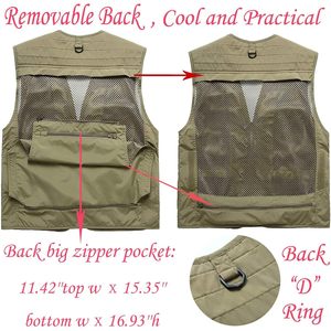 FOXA Men's Multi-Pocket Outdoor <b>Utility</b> Fishing Safari Work Travel <b>Vest</b> Waterproof Polyester Hiking <b>Vest</b> - Product Image 4