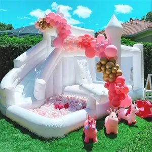 Wedding Moon White Bounce House Inflatable Bouncer With Slide Jumping Combo