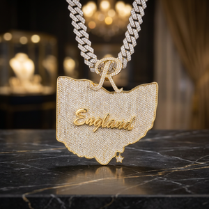 Collar con Colgante de Mapa del Estado de Texas, Chapado en Rodio y Oro de 18K, con Moissanita, Estilo Hip Hop de Lujo, Unisex, para Uso Diario - Product Image 1