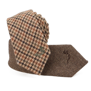 Cravates en laine à chevrons pour homme, style héritage, texture chaude, motif pied-de-poule, broderie personnalisée - Product Image 2
