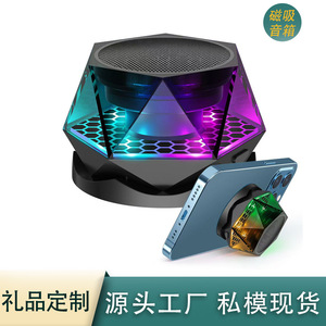 Portable <b>Speaker</b> With Magnetic Phone Stand Colorful <b>LED</b> Light Rechargeable Battery Wireless <b>Bluetooth</b> Stereo Sound - Product Image 2