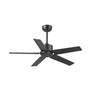 Ceiling Fan Cheap Price 48 Inch 220 Volts 5 Matte Black Metal Blade Remote Control hunter Ceiling Fans Without Light