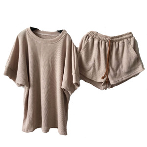 Mamma e me waffle summer cool set 2 pezzi tshirt maniche corte vestiti per bambini set <span class=keywords><strong>neonato</strong></span> - Product Image 3