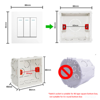 86*86mm gris blanc noir panneau en plastique commutateurs d'alimentation, EU/UK Standard électrique 1/2/3/4 Gang 1 /2Way interrupteur d'éclairage mural 10A 250V