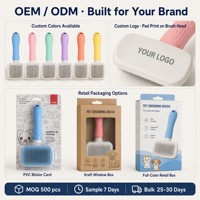Brosse autonettoyante anti-poils pour chiens et chats, outil de toilettage ergonomique en acier inoxydable à pression unique avec embouts de protection