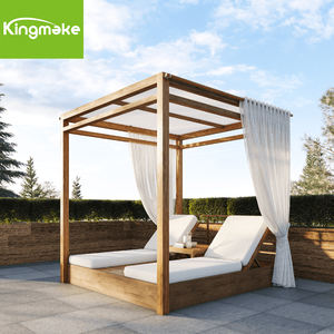 Кушетка Kingmake из тикового дерева с балдахином, современная роскошная уличная мебель, шезлонги для бассейна - Product Image 5