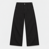 Pantalon en jean noir à jambes larges pour homme, personnalisé, avec ajusteurs latéraux à crochet G