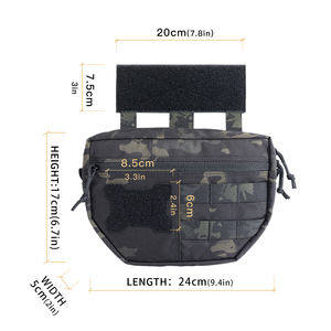 Pochette tactique multi-camouflage noire MOLLE, pochette abdominale tactique avec fermeture éclair YKK, sac administratif pour porte-plaque - Product Image 6