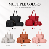 Sac bandoulière 4 pièces, fermeture éclair carrée simple, capacité 2-2,9 L, sacs à main en PU pour femmes, sacs à bandoulière en cuir