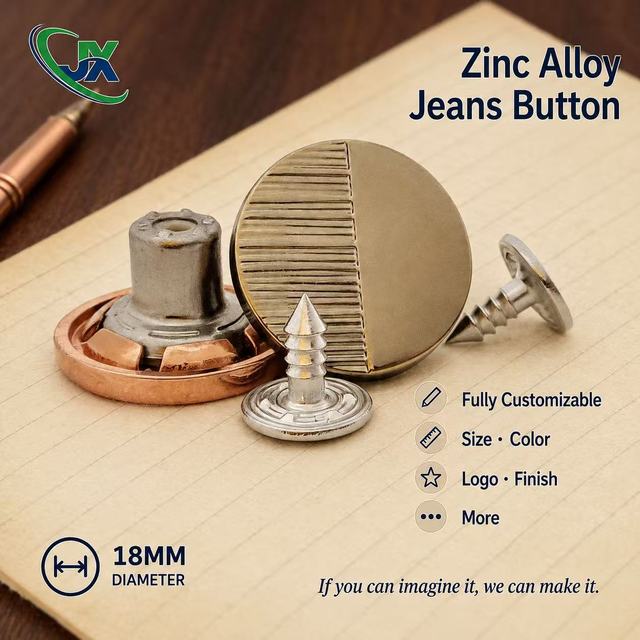 Factory Direct Luxury Vintage Electroplated Zinc Alloy Core Nickel-Free Jeans Shank Buttons for Garment Accessories
