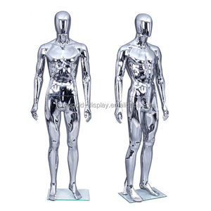 Mannequins Homme Musclés Dorés et Argentés Brillants pour Vitrine de Boutique de Mode – Présentoirs Corporels Complets en Chrome - Product Image 6