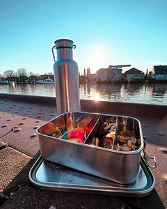 Bencircle CS05 Stainless steel food <b>storage</b> container, outdoor picnic box, food-grade office lunch box, double-locking lunch box - Product Image 3