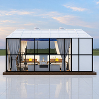 Maison de glamping en polycarbonate transparent, cabane de jardin préfabriquée pour hôtel, complexe hôtelier, camping, hébergement