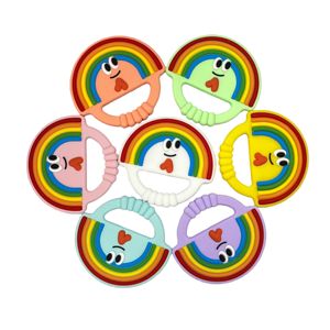 Giocattolo da masticare per neonati in silicone alimentare Rainbow <span class=keywords><strong>Smile</strong></span> Sensory Teething Stick per 0-24 mesi, morsi morbidi per alleviare il disagio della dentizione - Product Image 5