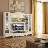 Meuble TV extensible moderne et minimaliste en bois blanc avec éclairage LED à couleur réglable, étagères, support au sol, pour salon, 65 pouces