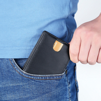 Dompet Kulit Rfid grosir dompet klip uang pria kulit PU ramping minimalis