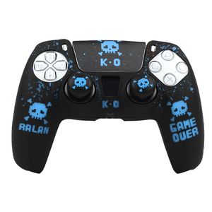 Coque en silicone à motif crâne pixelisé par impression par transfert d'eau avec poignées pour manettes <span class=keywords><strong>PlayStation</strong></span> 5 - Product Image 5