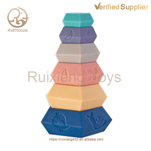 Suministro de fábrica, torre de apilamiento suave de PVC, juguete de juego, bloque de silicona colorido, exprimible, juego para niños, descripción, caja embalada - Product Image 2