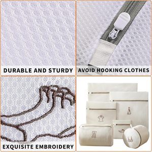 Set di Sacchi per Bucato in Rete di Poliestere con Cerniera Ricamata, Organizzatore Domestico Durevole per Lavare Magliette, Calzini, Pantaloni, Reggiseni - Product Image 3