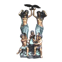 आउटडोर कस्टम डिजाइन हाथ नक्काशीदार ईगल प्रतिमा कास्टिंग तांबा कांस्य नग्न महिला और बच्चे के साथ पानी के फव्वारे मूर्तिकला