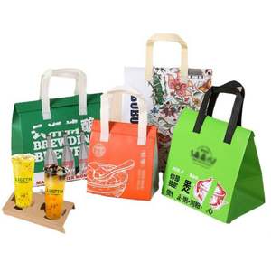 <b>Disposable</b> Eco-Friendly Non Woven <b>Aluminum</b> <b>Foil</b> Insulated Thermal Food Tote Grocery Shopping Cooler Bag Letter Pattern Take Food - Product Image 3