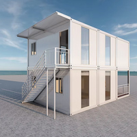 Atelier portable moderne de 40 pieds en panneaux sandwich en acier modulaires détachables de style européen à deux niveaux pour usage extérieur