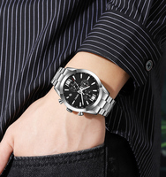 Reloj Analógico Masculino SKMEI 9302, Multifunción, Cronómetro, Correa de Acero Inoxidable, para Citas Diarias y Reuniones de Negocios