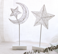 Lampe de bureau en forme de lune pour Ramadan, lumières de noël, boho, nuit, Cage en métal, LED, étoile, amour, lampes de Table à piles, lampe de lune