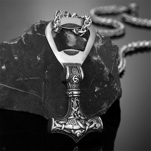 Viking Thor's Hammer Pendant Stainless Steel Bottle Opener Necklace 60cm <b>Chain</b> Gift Jewelry - Product Image 1