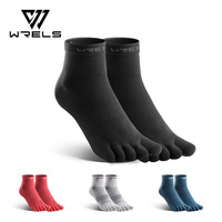 Chaussettes à cinq doigts WRELS COOLMAX, chaussettes de sport respirantes et confortables, antidérapantes, avec soutien de la voûte plantaire, chaussettes de Pilates personnalisées