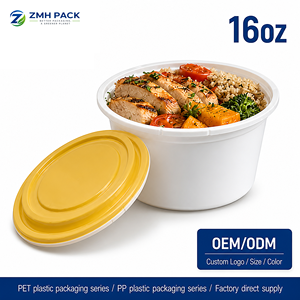 ชามพลาสติก PP แบบใช้แล้วทิ้งทรงกลม ขนาด 16 ออนซ์ หนา 0.6 มม. ซ้อนกันได้ ปลอดภัยสำหรับแช่แข็ง เหมาะสำหรับอาหารแบบกลับบ้าน  จำหน่ายส่งสำหรับธุรกิจบริการอาหาร - Product Image 1