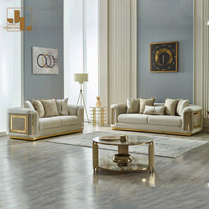 Hotel im italienischen Stil Villa 3 2 1 Akzent Sofa Modernes Wohnzimmer Wohnzimmer Luxus Khaki Samt Sofa Möbel Set - Product Image 4