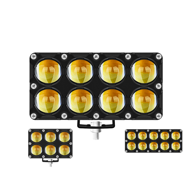 LKT Scooter 8 Lens LED Motorcycle Headlight Replacement Dual Color High/Low Beam Mini Laser Super Bright Fog Lamp Driving