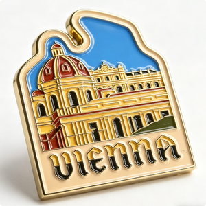 Vienna Historic Architecture Enamel <b>Pin</b> <b>Badge</b>-Gold Plated UV Printed Metal Travel Souvenir for for Father's Day - Product Image 5