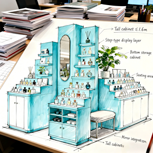 <span class=keywords><strong>Kiosque</strong></span> d'exposition de parfums sur mesure pour centre commercial |   Stand de présentation pour huiles parfumées et cosmétiques, solution clé en main tout-en-un - Product Image 2