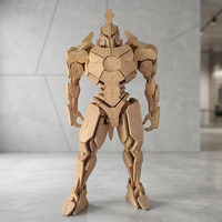 Statue de robot en bois massif assemblée, artisanat en bois fait main, œuvre d'art autoportante, décoration moderne pour la maison, idéale comme souvenir ou cadeau
