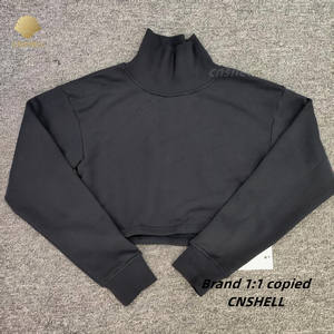Cnshell Otoño Pullover Crop Sudadera Sudaderas con <span class=keywords><strong>Sweet</strong></span> Rib Mockneck Mock Neck Warm Feel French Cotton Terry Brand - Product Image 1