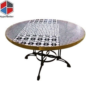 <span class=keywords><strong>Tavolino</strong></span> da Caffè Moderno in <span class=keywords><strong>Mosaico</strong></span> di Marmo Bianco e Nero con Specchio - Product Image 1