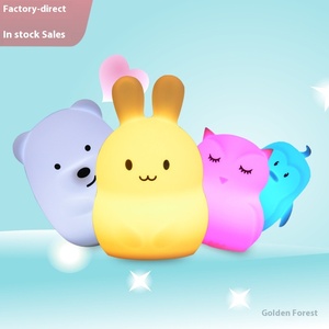 Nhà Máy Tùy Biến Trẻ Em Của Món Quà Silicone Cơ Thể Đầy Màu Sắc Vòng Mini Kích Thước Gian Hàng Bầu Không Khí Hình Dạng Động Vật LED Đèn Ngủ - Product Image 2