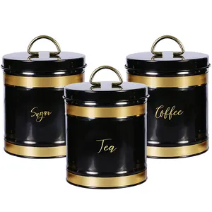 Factory Price Small Antique Style Metal Kitchen Coffee Sugar Tea Storage Canisters